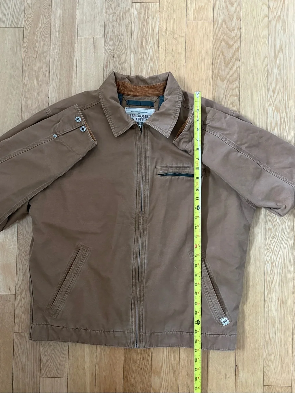 Vtg Abercrombie Fleece Lined Canvas Detroit Work Jacket Brown Mens L Camo Y2K